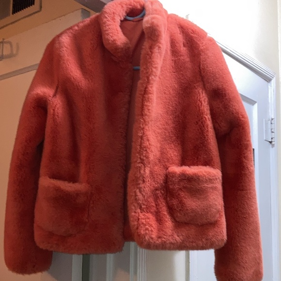 Anthropology dRA orange faux fur coat. - Picture 2 of 4